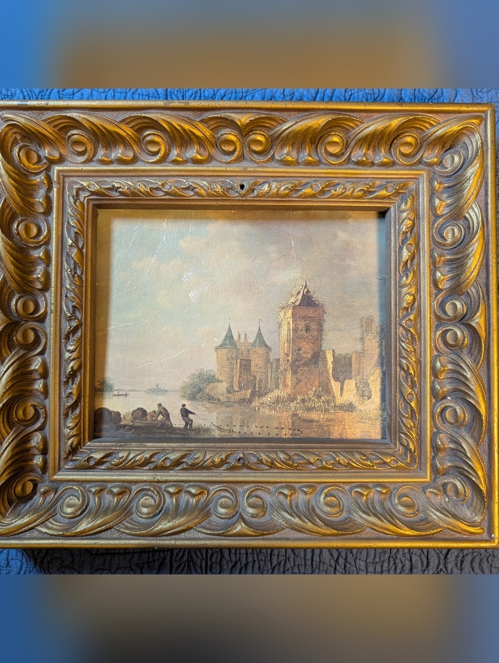 Vintage Ornate Gold Framed Wall Art Castle Landscape Print 13x17 Decorative...